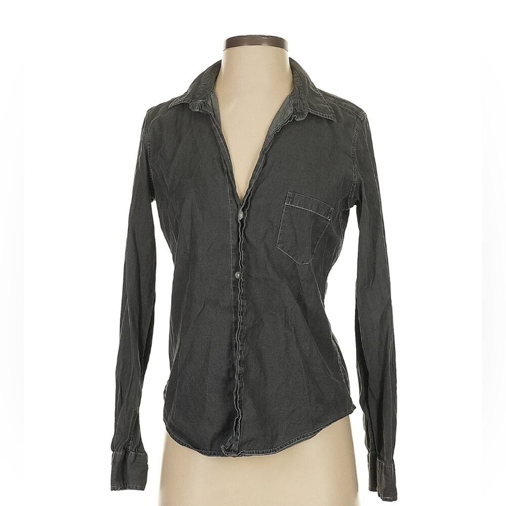Frank & Eileen Barry Famous Denim Shirt Long Sleeve Denim SMALL Gray Button READ